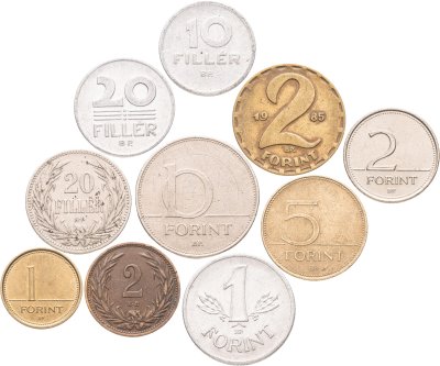 купить Венгрия набор из 10 монет 2, 10, 20 филеров (filler) и 1, 2, 5, 10 форинтов (forint) 1914-2006