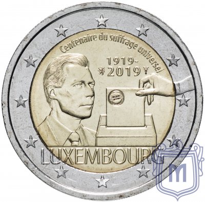 купить Люксембург 2 евро 2019 "100 лет всеобщего избирательного права"
