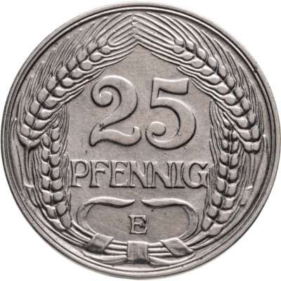 купить Германия 25 пфеннигов (pfennig) 1910 E знак монетного двора: "E" - Мульденхюттен