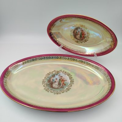 купить Сервировочные блюда овальной формы из сервиза "Мадонна", фарфор, деколь, люстр, золочение, Fortuna Eisenberg, ГДР, 1960-1973 гг.