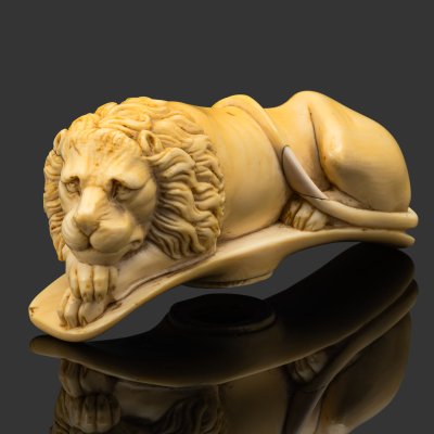 купить Навершие (ручка) трости в виде льва, кость, резьба, Российская империя, 1880-1900 гг.