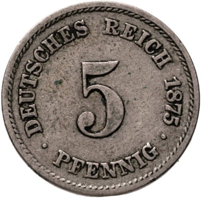 купить Германия 5 пфеннигов (pfennig) 1875 C знак монетного двора: "C" - Франкфурт-на-Майне