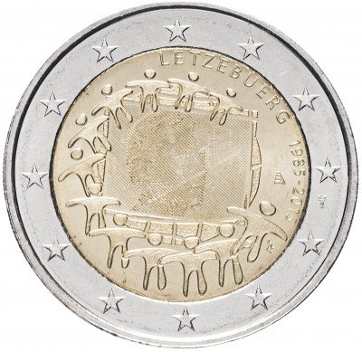Купить Люксембург 2 евро (euro) 2015 "30 лет флагу Европейского союза"