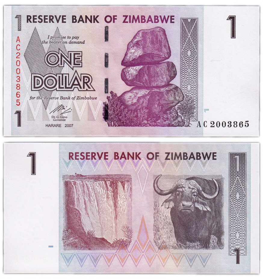 купить Зимбабве 1 доллар 2007 год  Pick 65