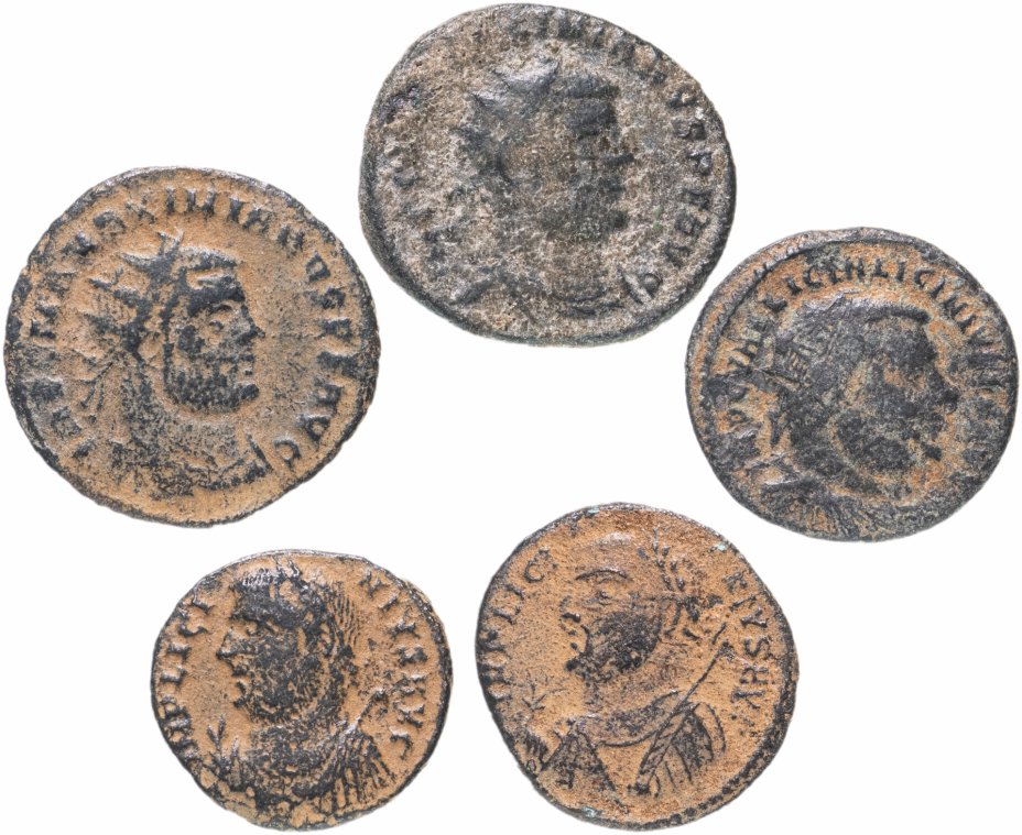 купить 5 монет Римской империи III-V вв (состояние F-VF)
