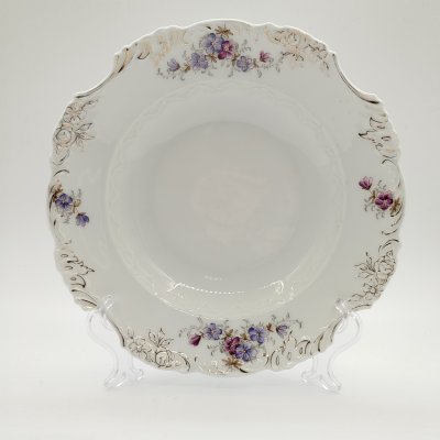 купить Тарелка суповая с рельефным цветочным декором, фарфор, роспись, золочение, Hermann Ohme, Германия, 1883-1930 гг.