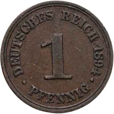 купить Германия 1 пфенниг 1894, знак монетного двора: "А" - Берлин