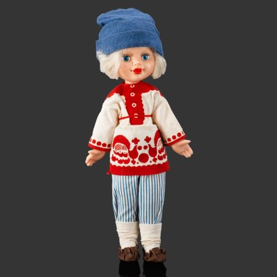 купить Кукла сувенирная "Емеля", автор Марианна Мотовилова, полиэтилен, текстиль, крашение, роспись, Фабрика «Ленигрушка», СССР, 1960-1970 гг.