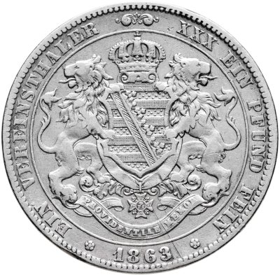 купить Саксония 1 талер 1863 B