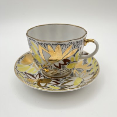 купить Пара кофейная "Золотые ромашки", автор росписи Л.И. Григорьева, фарфор, деколь, золочение, Ленинградский фарфоровый завод (ЛФЗ), СССР, 1975-1990 гг.