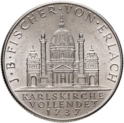 купить Австрия 2 шиллинга (shillings) 1937 "200 лет со дня завершения строительства церкви Святого Карла"
