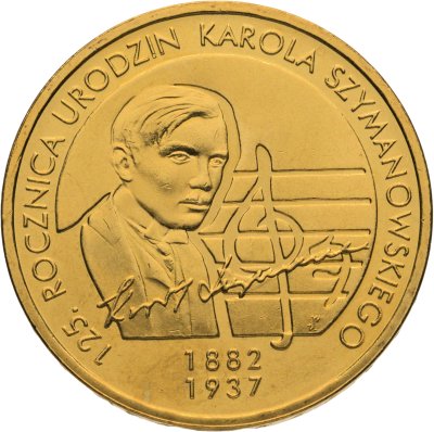 купить Польша 2 злотых 2007 "125 лет со дня рождения Кароля Шимановского"
