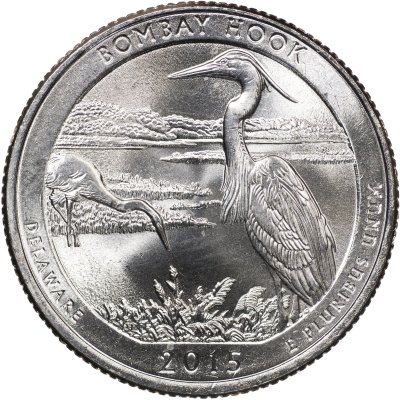 купить США 25 центов [Квотер] 2015 P [KM#600] "Национальное убежище дикой природы Бомбай-Хук - Bombay Hook [Delaware]"