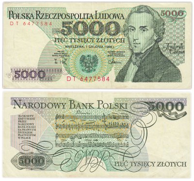 купить Польша 5000 злотых 1988 год Pick 150с