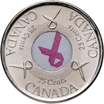 купить Канада 25 центов (cents) 2006 "Розовая ленточка - Борьба с раком молочной железы"