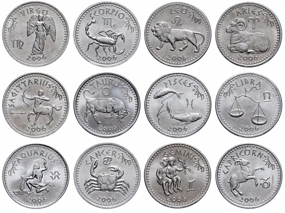 купить Сомалиленд набор из 12 монет 10 шиллингов 2006 "Знаки зодиака"