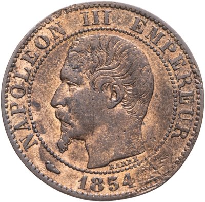 купить Франция 5 сантимов (centimes) 1854 A знак монетного двора: "A" - Париж