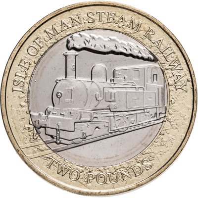 купить Мэн 2 фунта 2023 "150 лет паровой железной дороге острова Мэн"