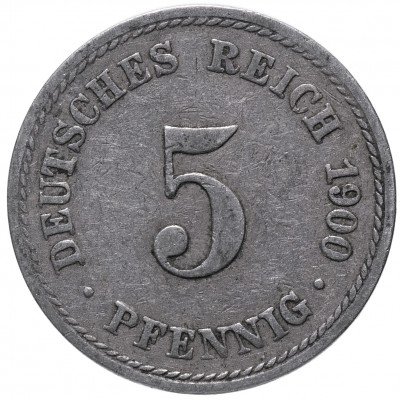 Купить Германия 5 рейх пфеннигов 1900 "A"
