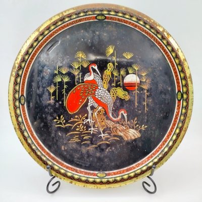 купить Поднос круглой формы, с изображением журавлей, металл, Азия, 1980-2000 гг.