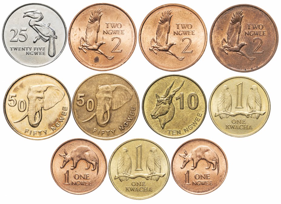 купить Замбия набор из 11 монет 1982-2014