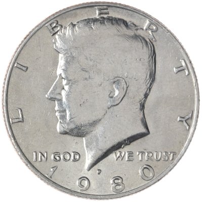 купить США 50 центов (1/2 доллара, half dollar) 1980 P Kennedy Half Dollar (Кеннеди) знак монетного двора "P" - Филадельфия
