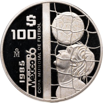 купить Мексика 100 песо (pesos) 1985 "Чемпионат мира по футболу 1986 - Мяч в сетке"