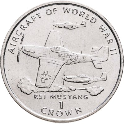 купить Остров Мэн 1 крона (crown) 1995 "Авиация Второй Мировой войны - P-51 Mustang"