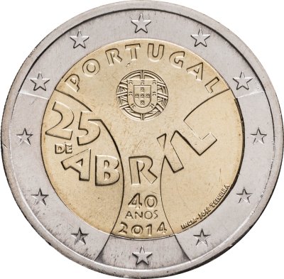 купить Португалия 2 евро 2014 "40 лет Революции гвоздик"