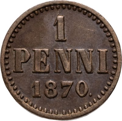 купить 1 пенни (penni) 1870 монета для Финляндии