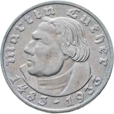 купить Германия (Третий рейх) 2 рейхсмарки 1933 "450 лет со дня рождения Мартина Лютера"