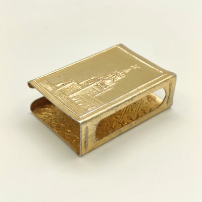 купить Футляр для спичек (спичечница) "Спасская башня", алюминий, золочение, Артель «Победа», СССР, 1960-1980 гг.