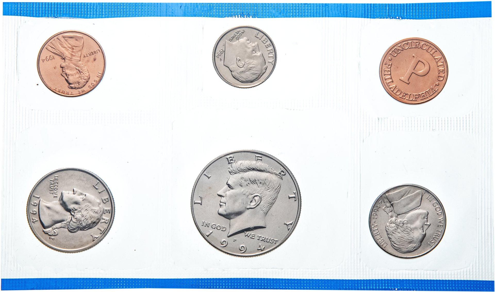 Монета 1994 года. 6 Монет. Американская мелочь. США руб.