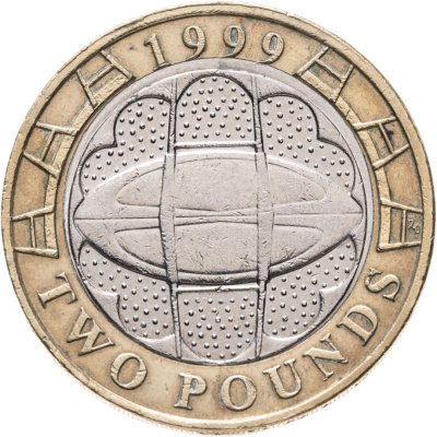 купить Великобритания 2 фунта (pounds) 1999 Чемпионат мира по регби