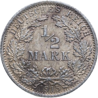 купить Германия 1/2 марки (mark) 1915 Знак монетного двора: "A" - Берлин