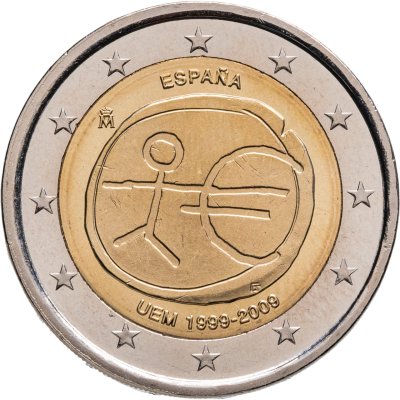 купить Испания 2 евро (euro) 2009 "10 лет монетарной политики ЕС (EMU) и введения евро"