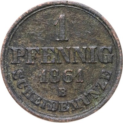 купить Германия, Ганновер 1 пфенниг (pfennig) 1861 В