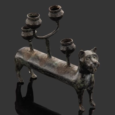 купить Канделябр зооморфной формы на 5 свечей в виде азиатского дикого кота, металл, литье, формовка, Азия, 1980-2000 гг.