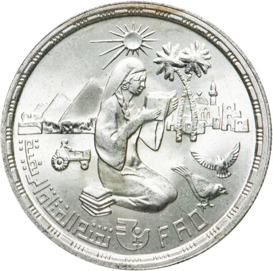 Монета Египет 1 фунт (pound) 1980 "ФАО" стоимостью 2330 руб.