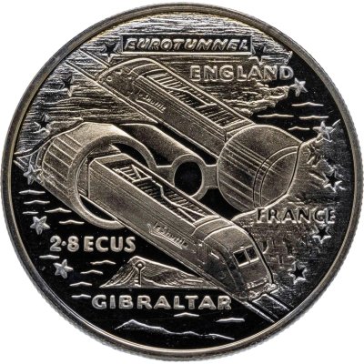 купить Гибралтар 2.8 экю 1993 "Евротоннель под Ла-Маншем"