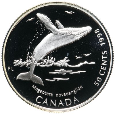 купить Канада 50 центов (cents) 1998 "Гиганты океана - Горбатый кит"