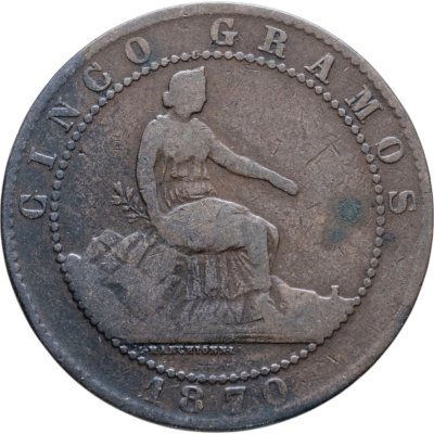 купить Испания 5 сентимо (centimos) 1870
