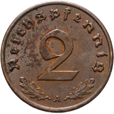 Купить Германия (Третий Рейх) 2 рейхспфеннига "А" 1939