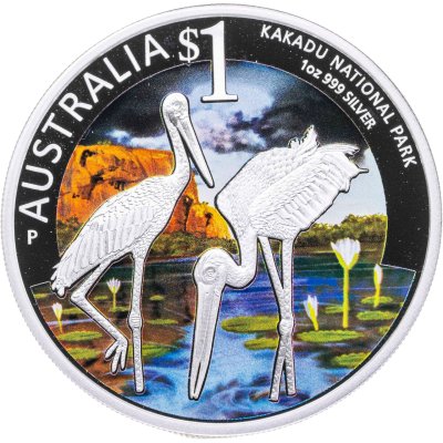 купить Австралия 1 доллар 2013 "Национальный парк Какаду - Азиатский ябиру черношейный аист"