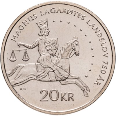 купить Норвегия 20 крон 2024 750 лет Земскому закону Ландслов