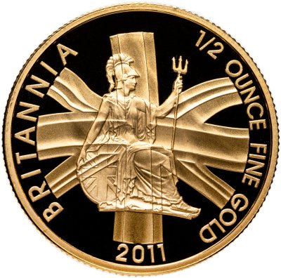 купить Великобритания 50 фунтов 2011 Proof "Британия сидит за вуалью Uniоn Jасk"