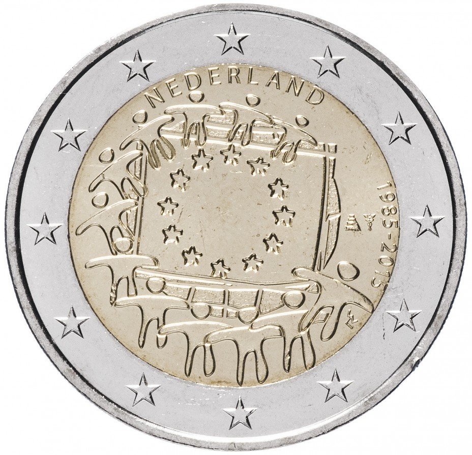 купить Нидерланды 2 евро 2015 "30 лет флагу Европы"