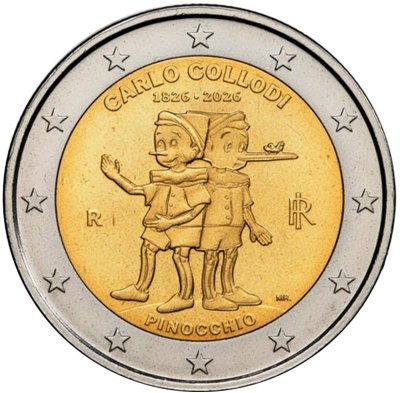 купить [НОВИНКА В ПОДАРОК!] Италия 2 евро (euro) 2026 "Карло Коллоди"