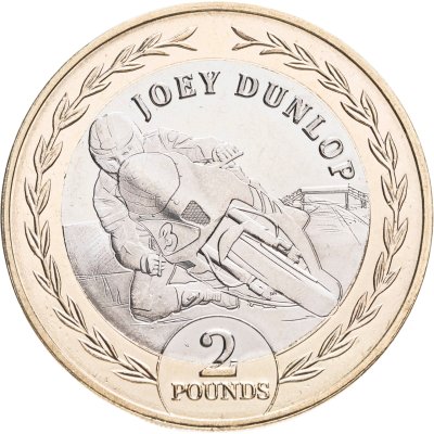 купить Остров Мэн 2 фунта (pounds) 2025 "Гонка на мотоциклах "Турист Трофи" - Джоуи Данлоп"