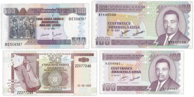 купить Бурунди набор из 4 банкнот 50, 100, 500 франков 2001-2011